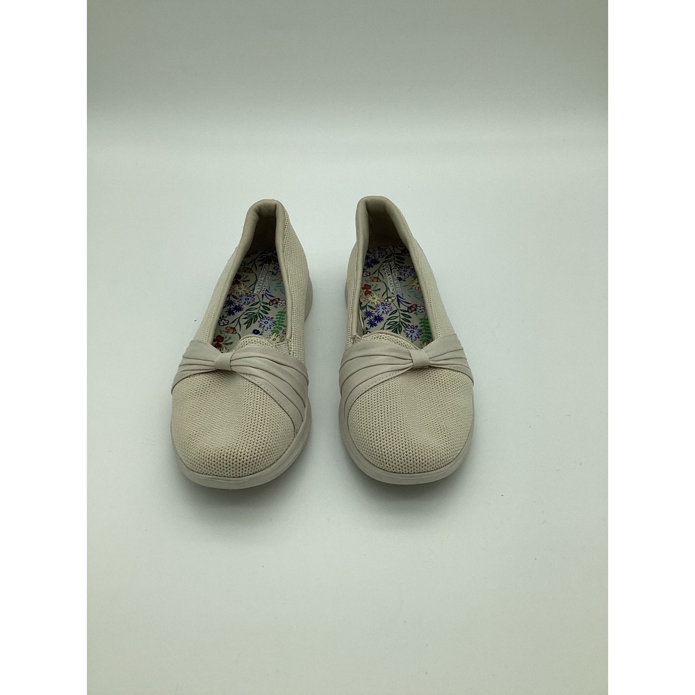Skechers Size 7 Tan Slip On GoWalk Goga Mat Bow Comfort Walking Shoes Athleisure